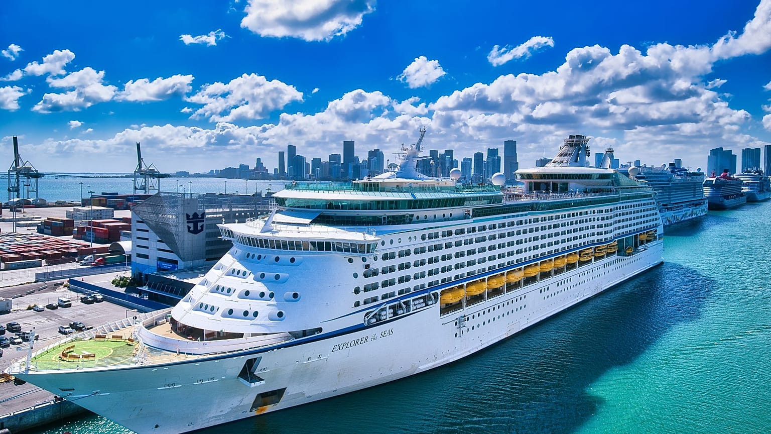 Aerial view of cruise ship