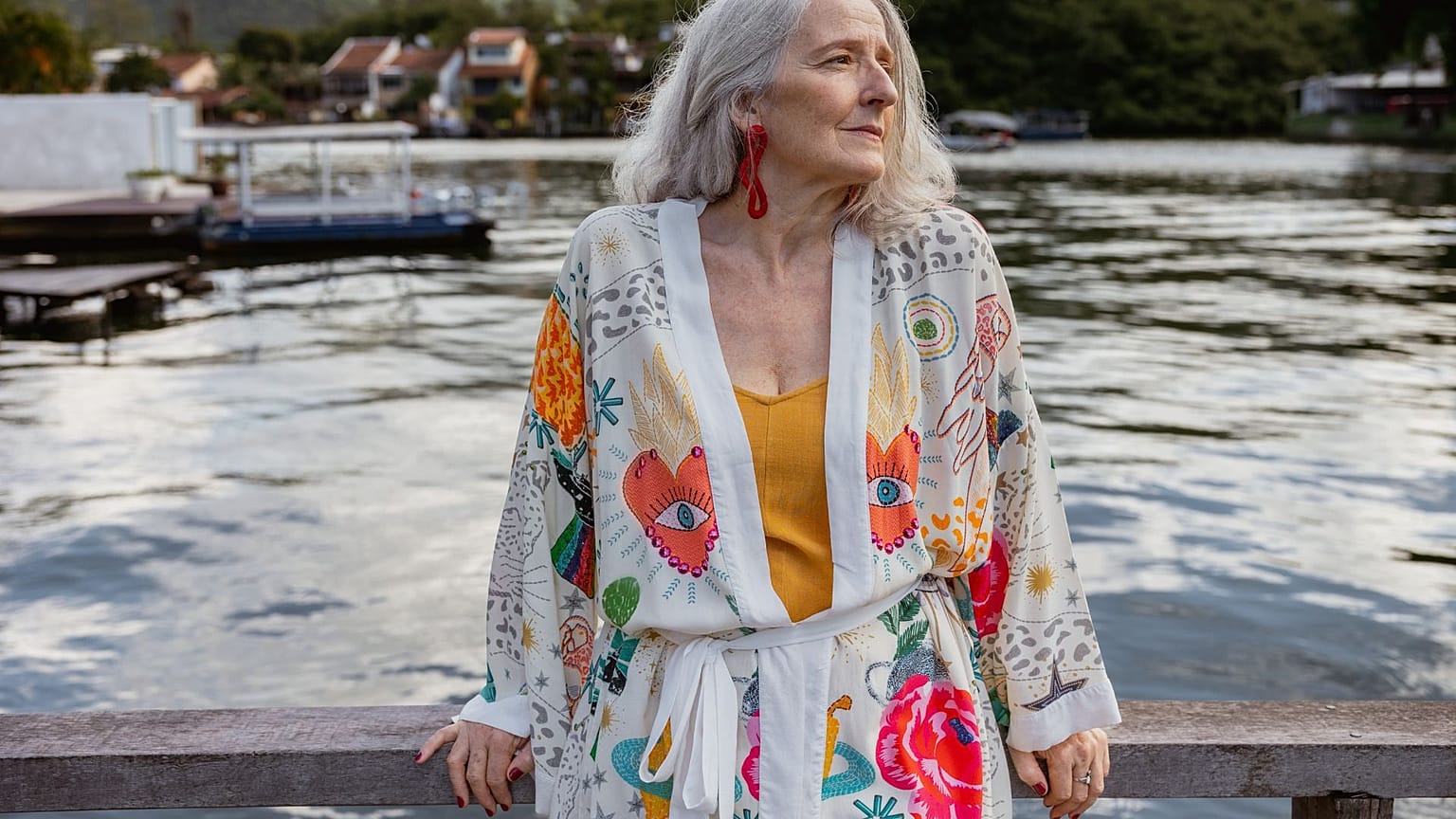 An older women by a dock