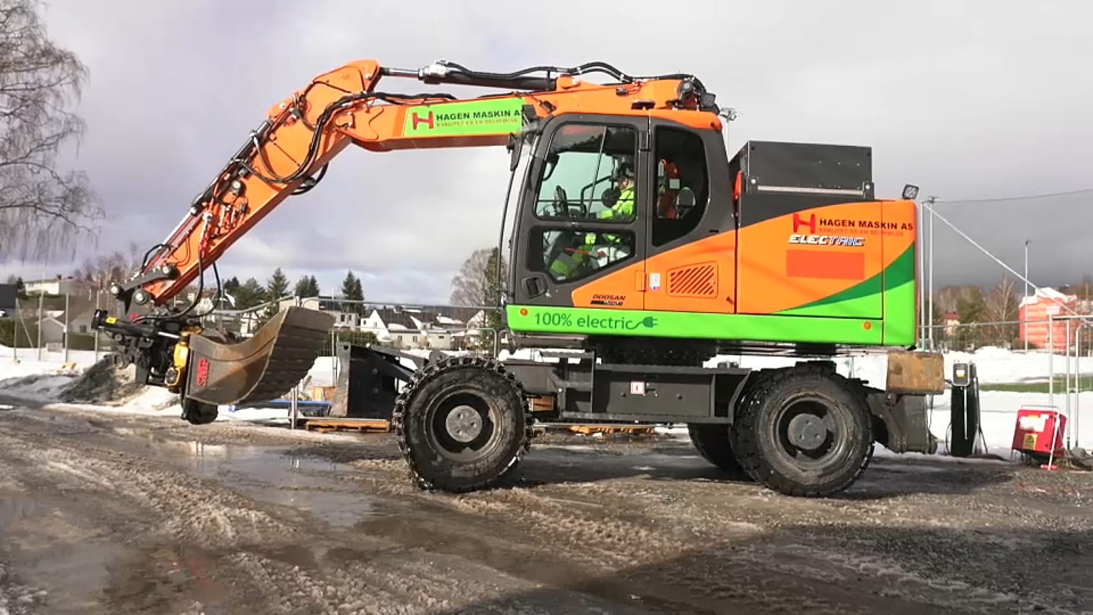 An electric construction machine in Oslo, Norway