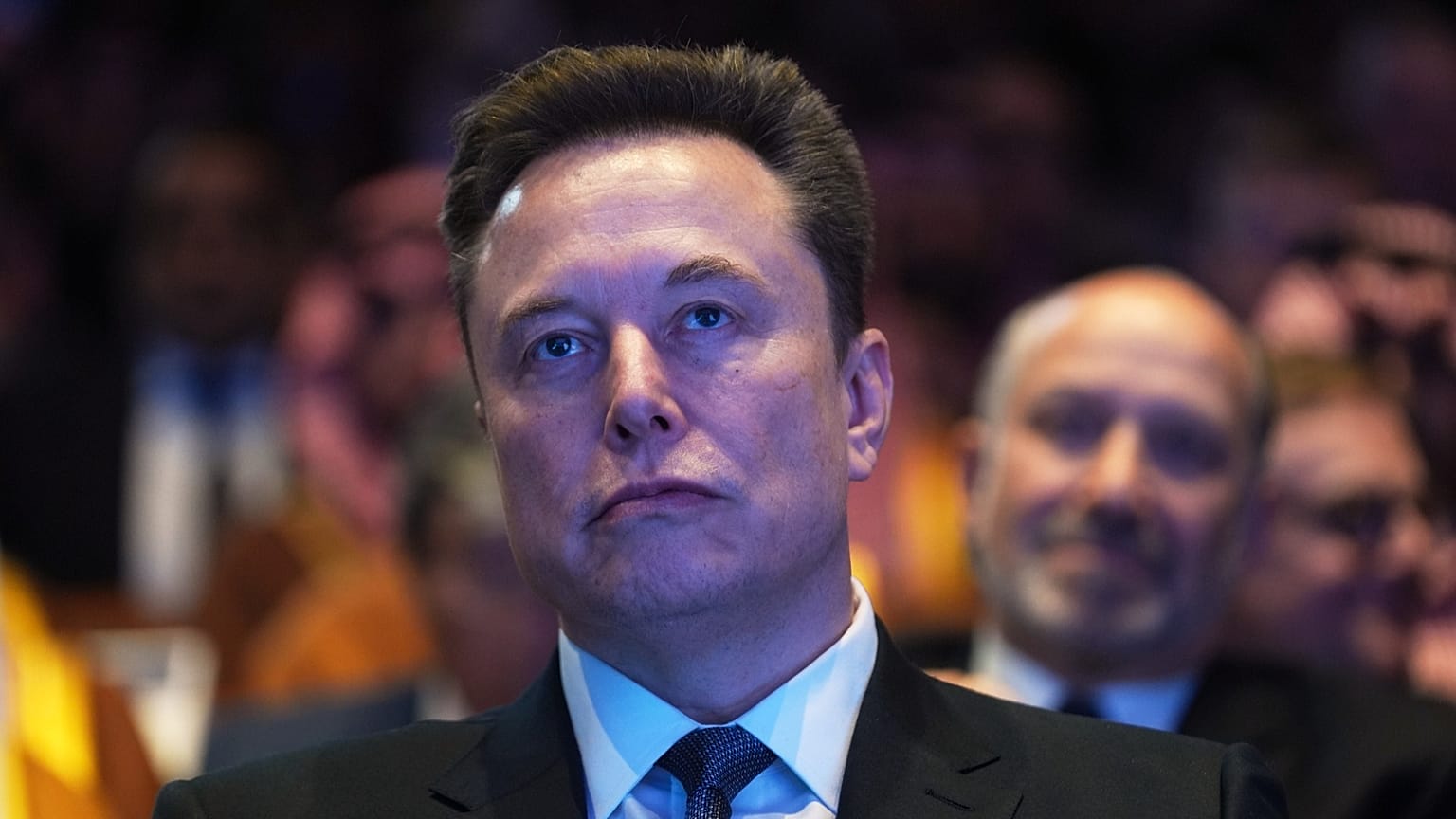 Elon Musk attends the Saudi Investment Forum at the Kennedy Center, Wednesday, Nov. 19, 2025, in Washington. (AP Photo/Evan Vucci)