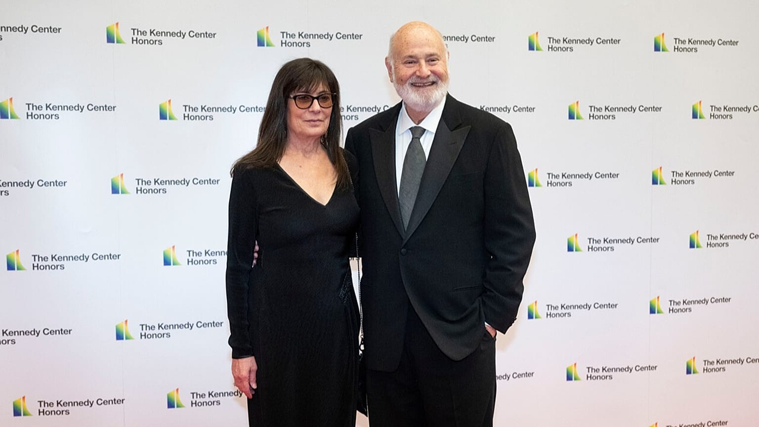 Rob Reiner and Michele Reiner arrive on the red carpet at the State Department for the Kennedy Center Honors gala dinner, Dec. 2, 2023, in Washington. 