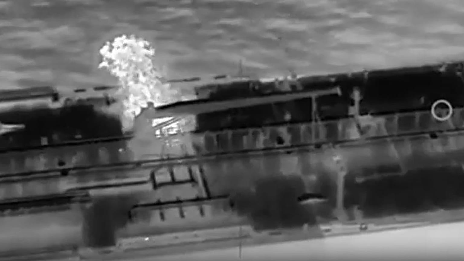 Moment of impact on the tanker QENDIL