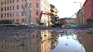 A construction site at Klosterenga Park, Oslo, Norway