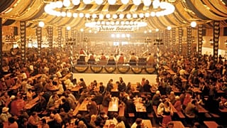 A beer tent at Oktoberfest, Germany.