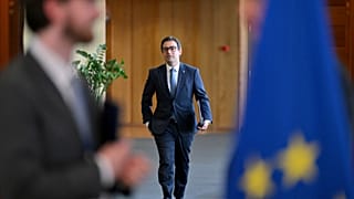 EU Commissioner for industry Stephane Sejourne arrives to attend a meeting with leaders of the European chemical industry at EU headquarters in Brussels, May 12 2025.