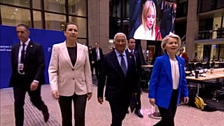 Danish PM Mette Frederiksen, President of the European Council António Costa and President of the European Commission Ursula von der Leyen 