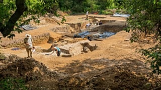 Excavation site of 400,000 year old pond in Suffolk, England 