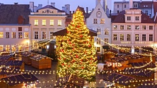 Aerial view of Tallinn's Christmas market