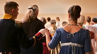 Participants of the ball organised in honour of Jane Austen's 250th anniversary in Paris, 14 December 2025.
