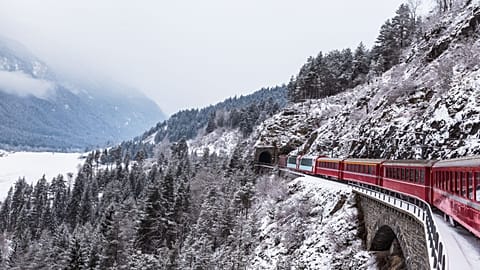 The Glacier Express in winter 